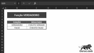 Função VERDADEIRO do Excel