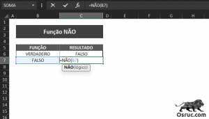 Função NÃO em fórmulas do Excel
